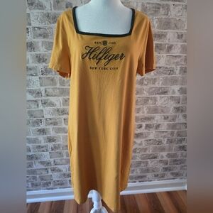 Tommy Hilfiger Preppy Sporty Embroidered Cursive Tee Shirt Dress Size Large